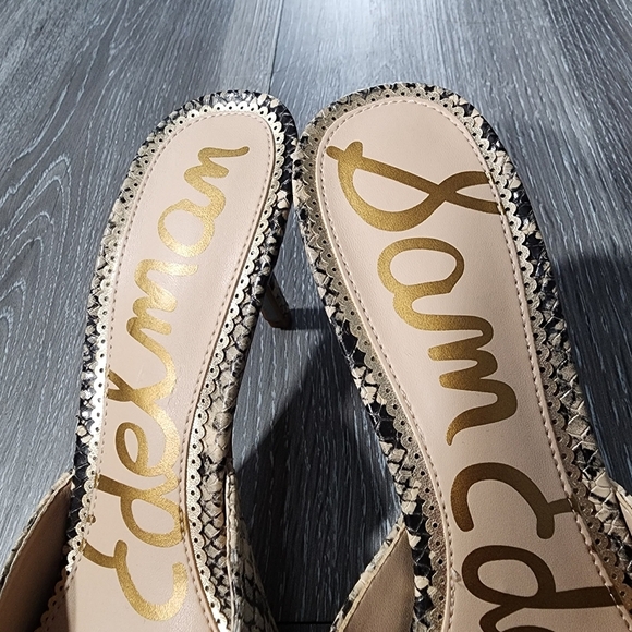 Sam Edelman Women's Snakeskin Mules - Black and Tan Janessa Size 8m - Picture 4 of 10